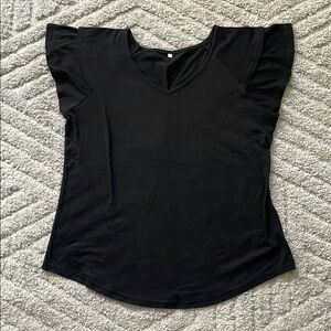 Elegant Black Women's Ruffle Sleeve Top